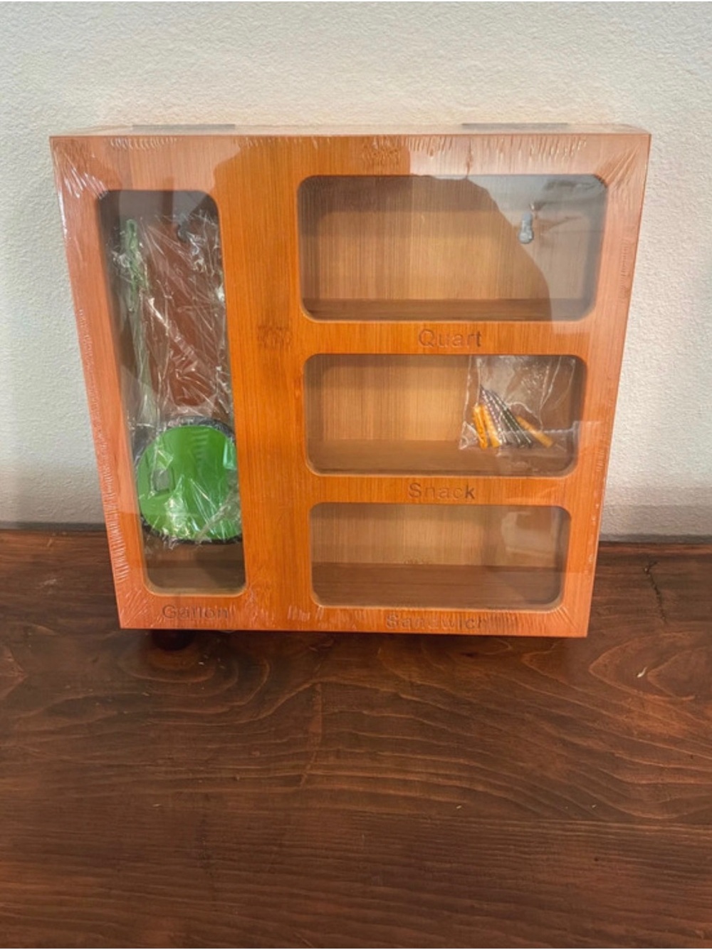 New Bamboo Ziploc Storage Organizer - Natural Wood